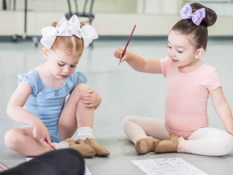 Greta Leeming Studio of Dance - Ottawa Dance Studio - Recreational Competitive Adult Toddler - 69 two dancers colouring at summer camp